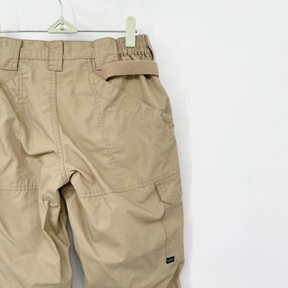 5.11 Tactical Taclite Pro Ripstop Pants Size 8 Tan Cargo Pockets Elastic Waist - Picture 5 of 10